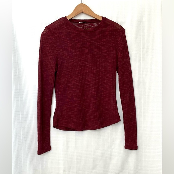 Free People Tops - Free People Deep Red Textured Knit Top